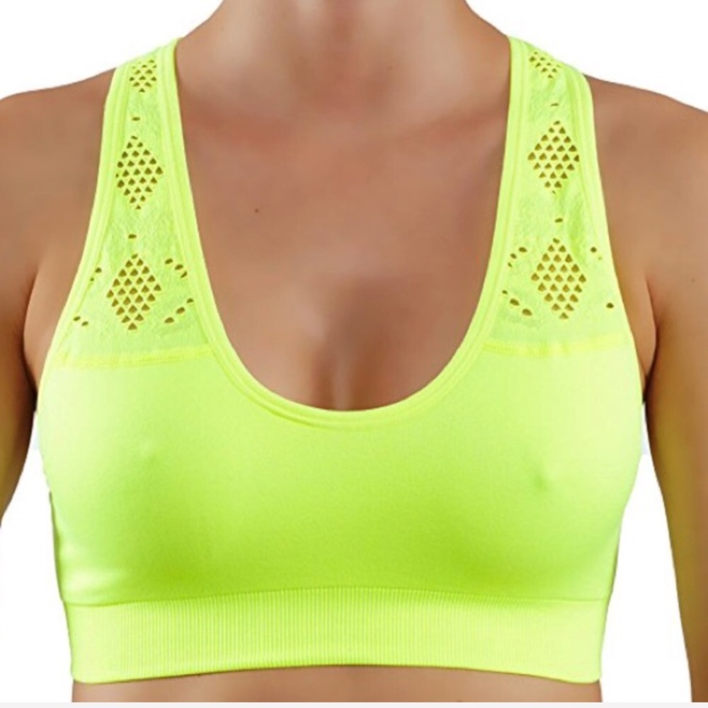 Yellow push up sports bra Racerback